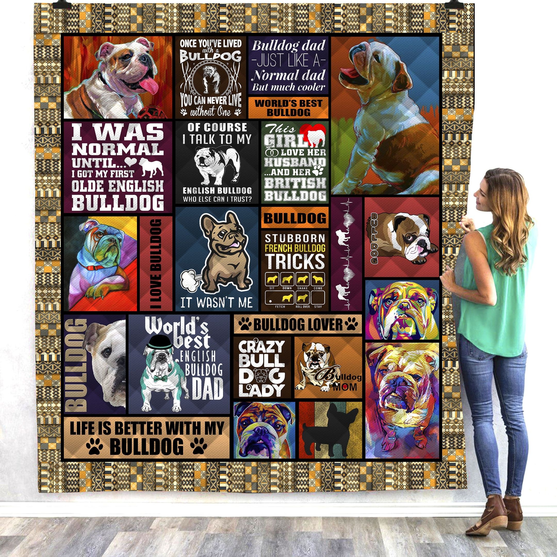 Bulldog Best Beat Quilt Blanket DHC3112920TD