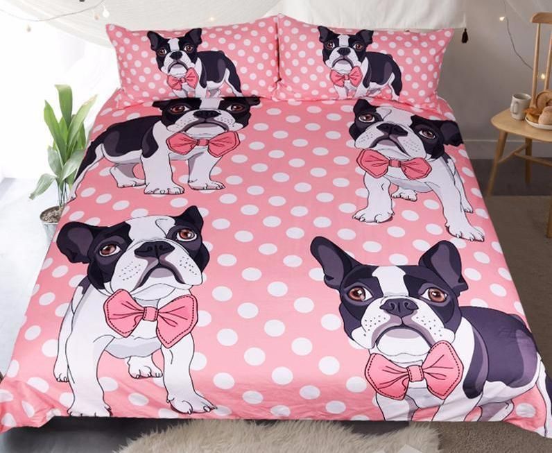 Bulldog Bow Tie Themed Bedding Set