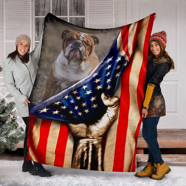 Bulldog Brown Flag Quilt Blanket DHC150120615TD