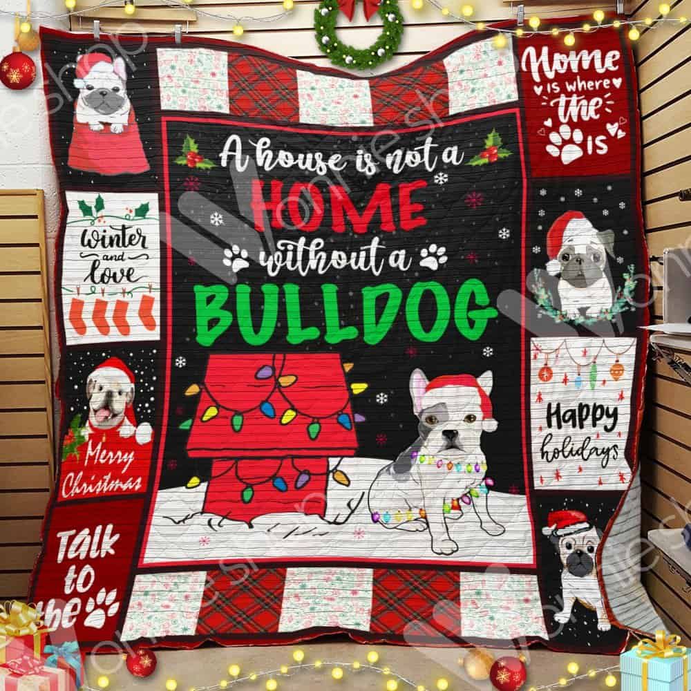 Bulldog Christmas CL15100065MDQ Quilt Blanket