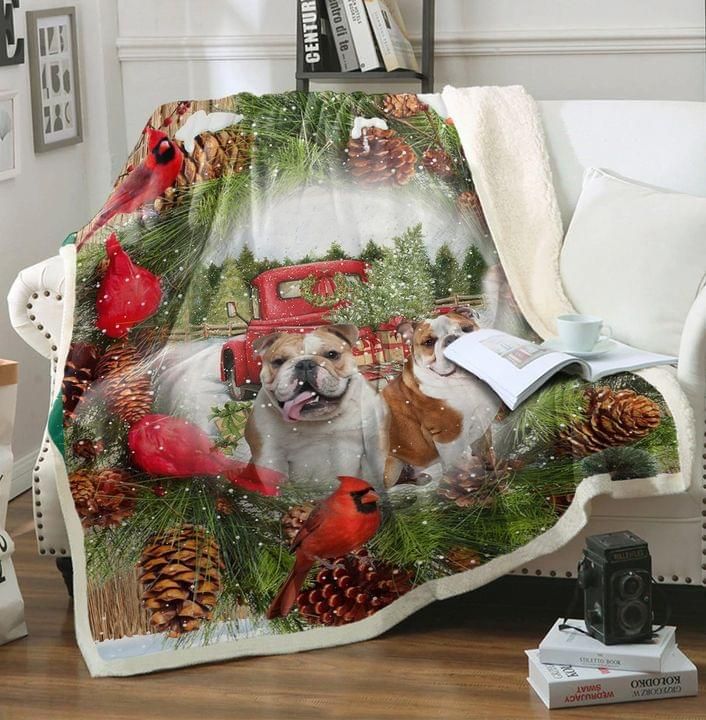 Bulldog Christmas Fleece Blanket