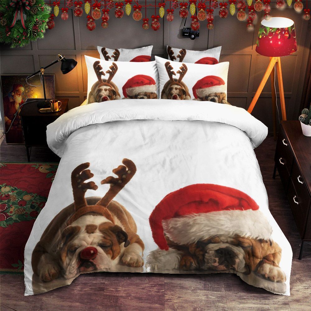 Bulldog Christmas Bedding Set