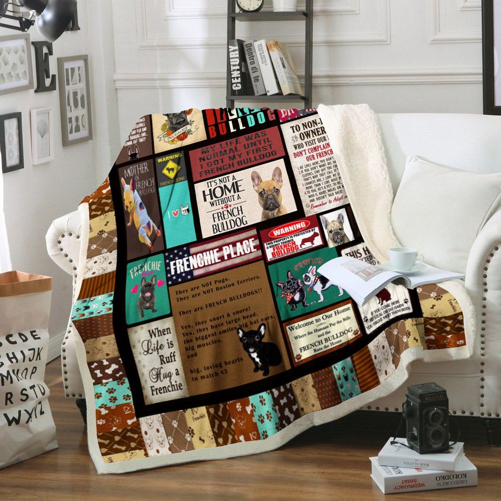 Bulldog Sherpa Fleece Blanket