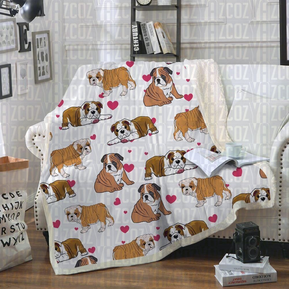 Bulldog Sherpa Fleece Blanket