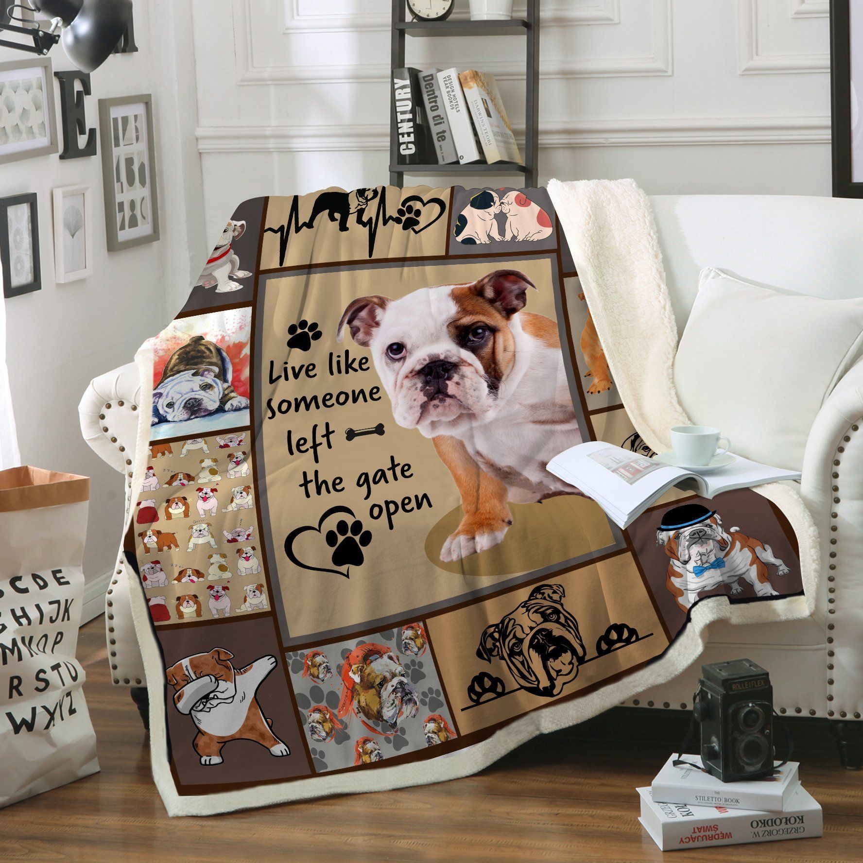 Bulldog Sherpa Fleece Blanket
