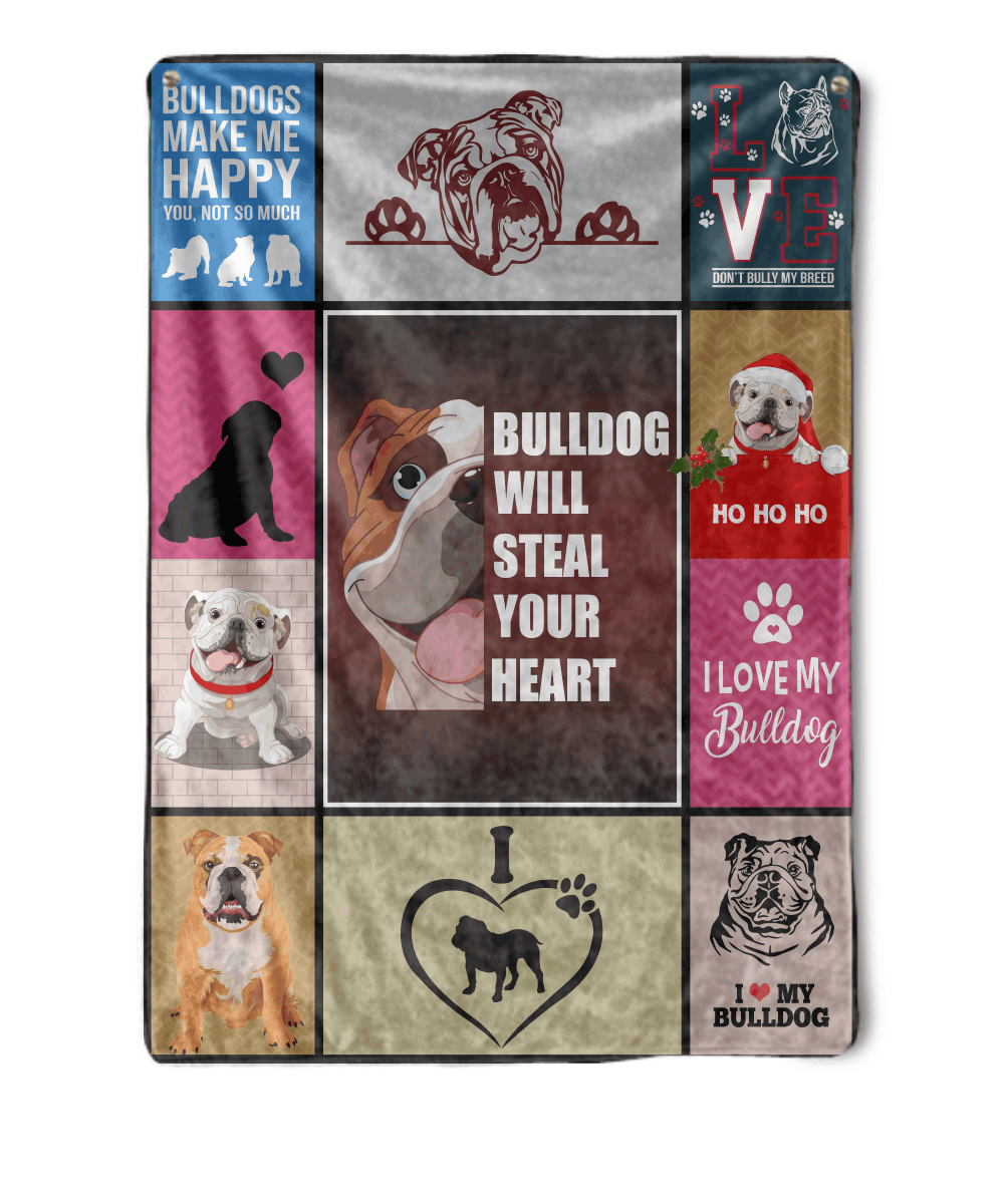 Bulldog Sherpa Fleece Blanket