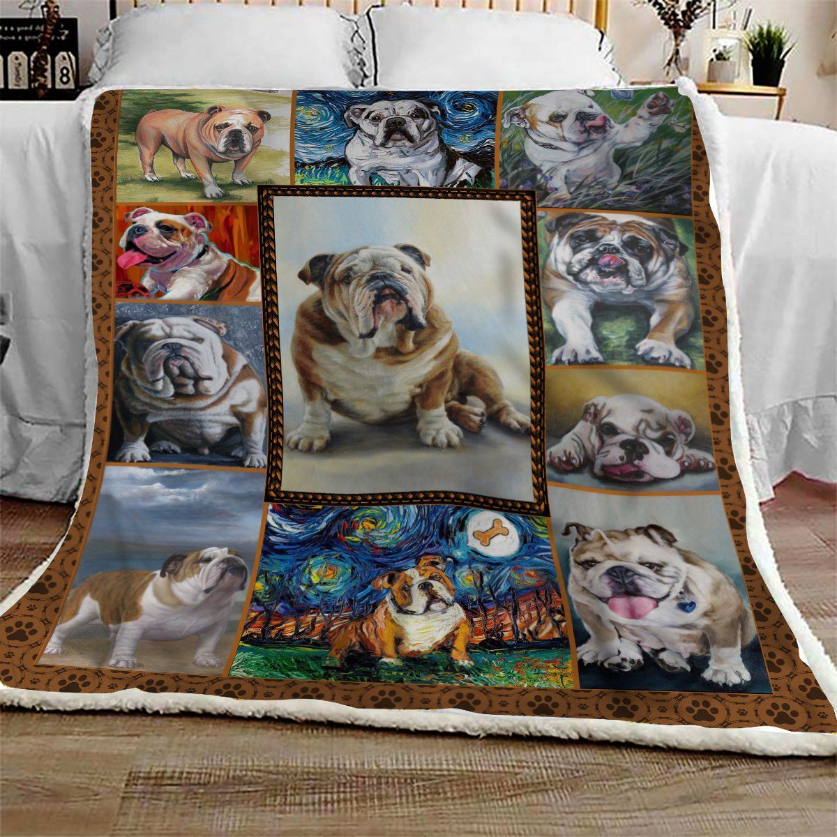 Bulldog Sherpa Fleece Blanket