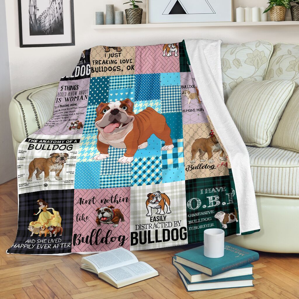 Bulldog Sherpa Fleece Blanket