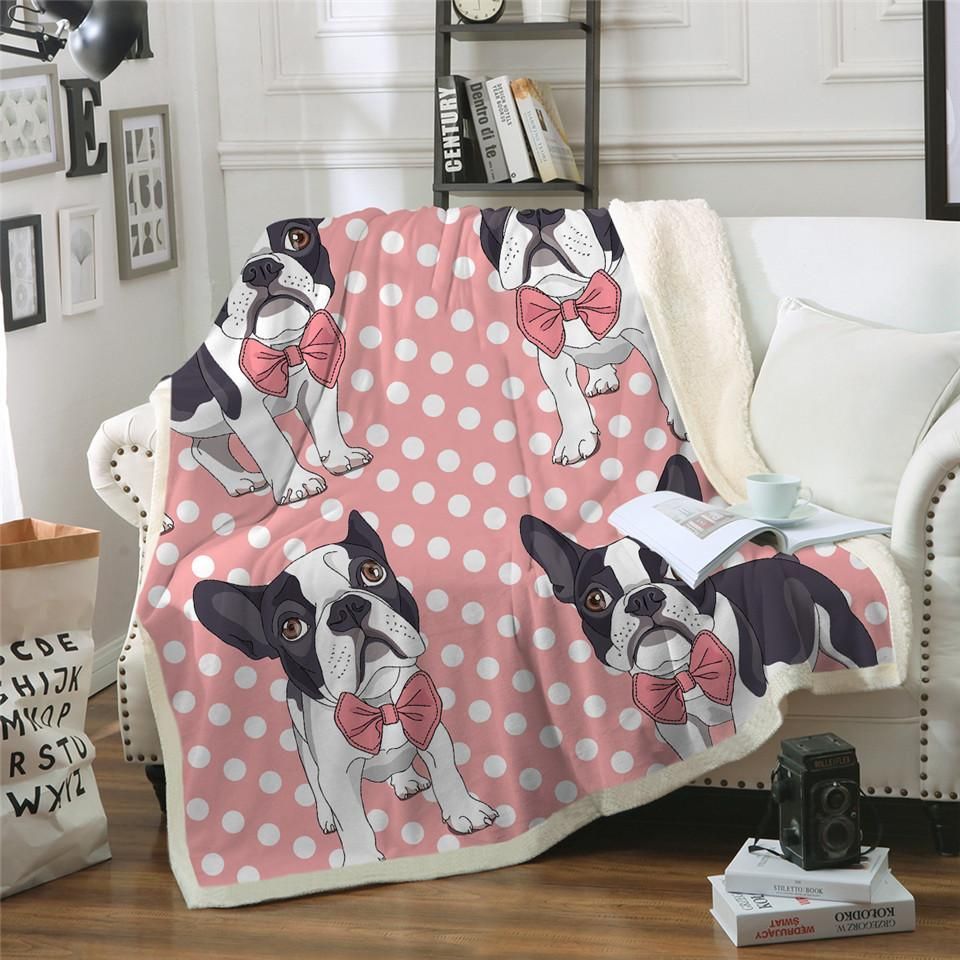 Bulldog Sherpa Fleece Blanket