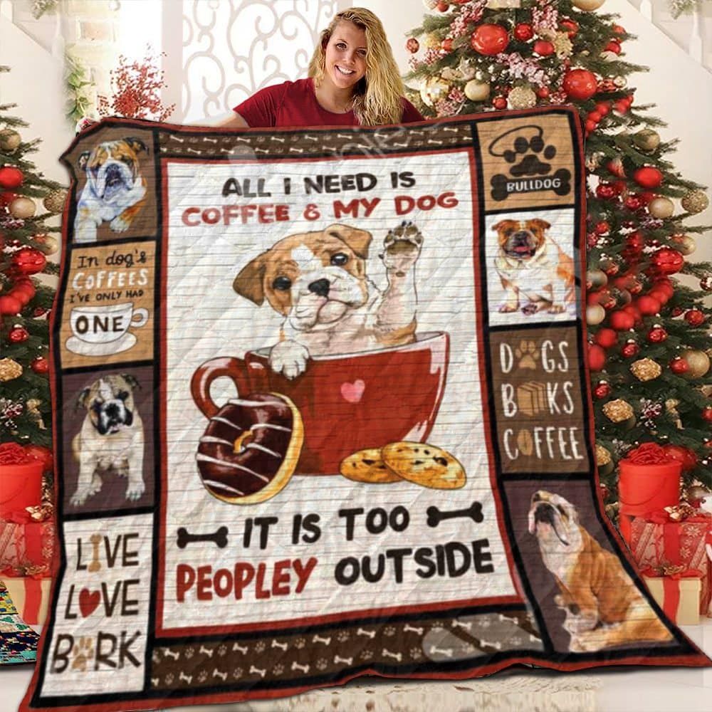 Bulldog Dogs Books Coffee Quilt Blanket Dhc03011141Dd