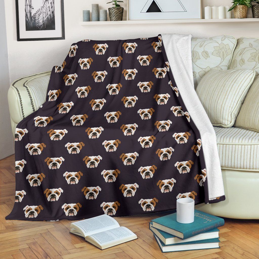 Bulldog Face Sherpa Fleece Blanket