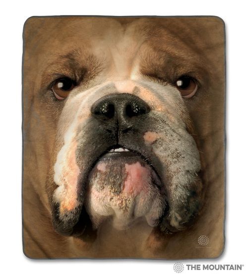 Bulldog Face Sherpa Fleece Blanket