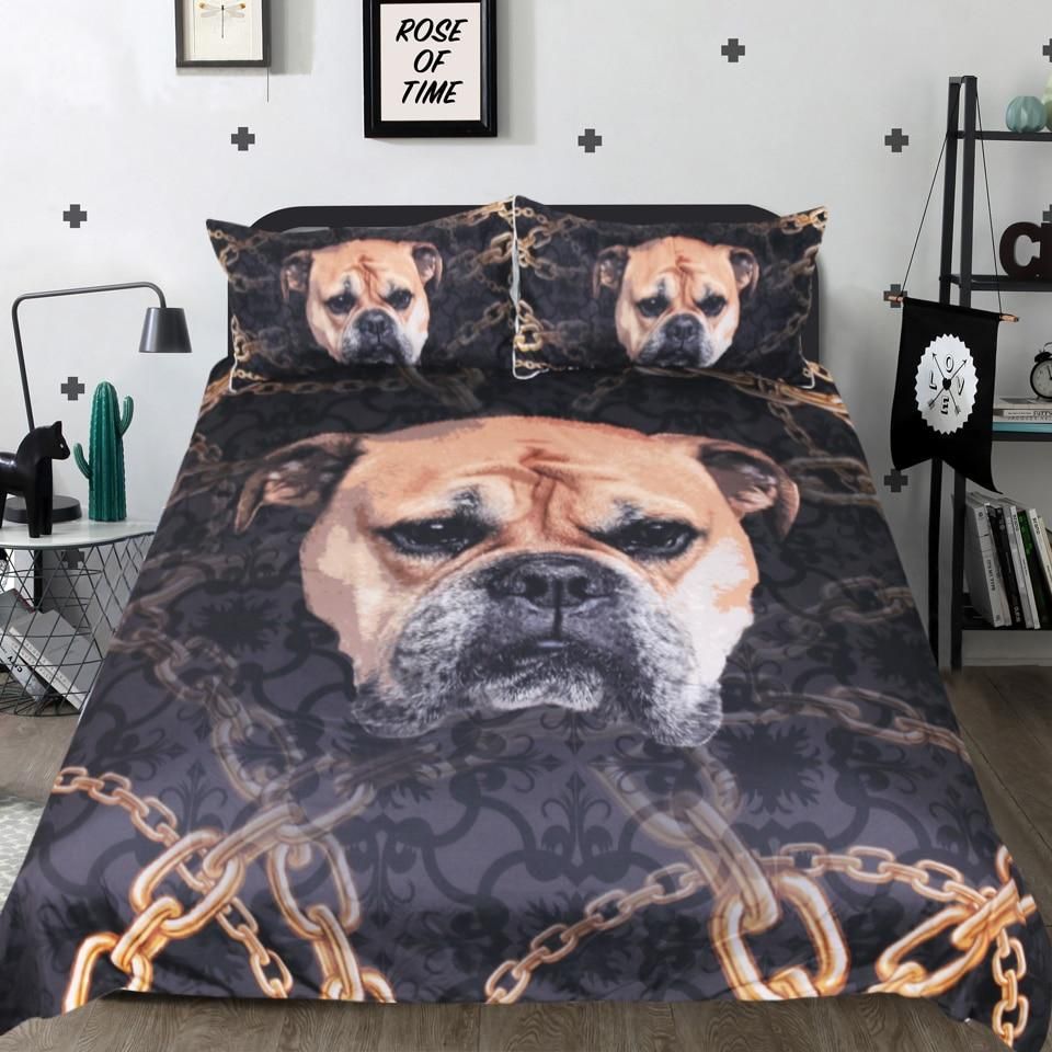 Bulldog Face Print Bedding Set