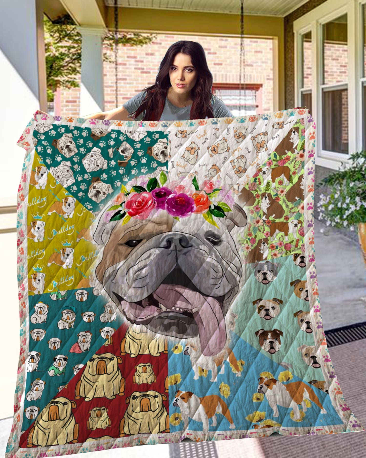 Bulldog Floral Bulldog Quilt Blanket DHC0201201269TD
