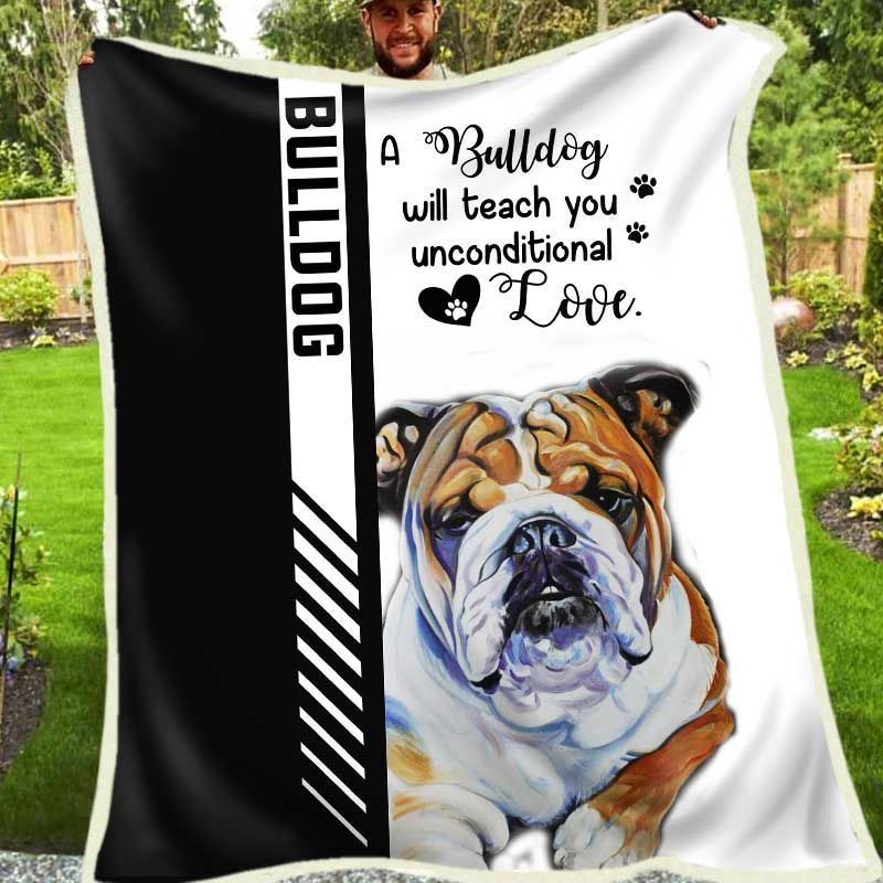 Bulldog Sherpa Fleece Blanket