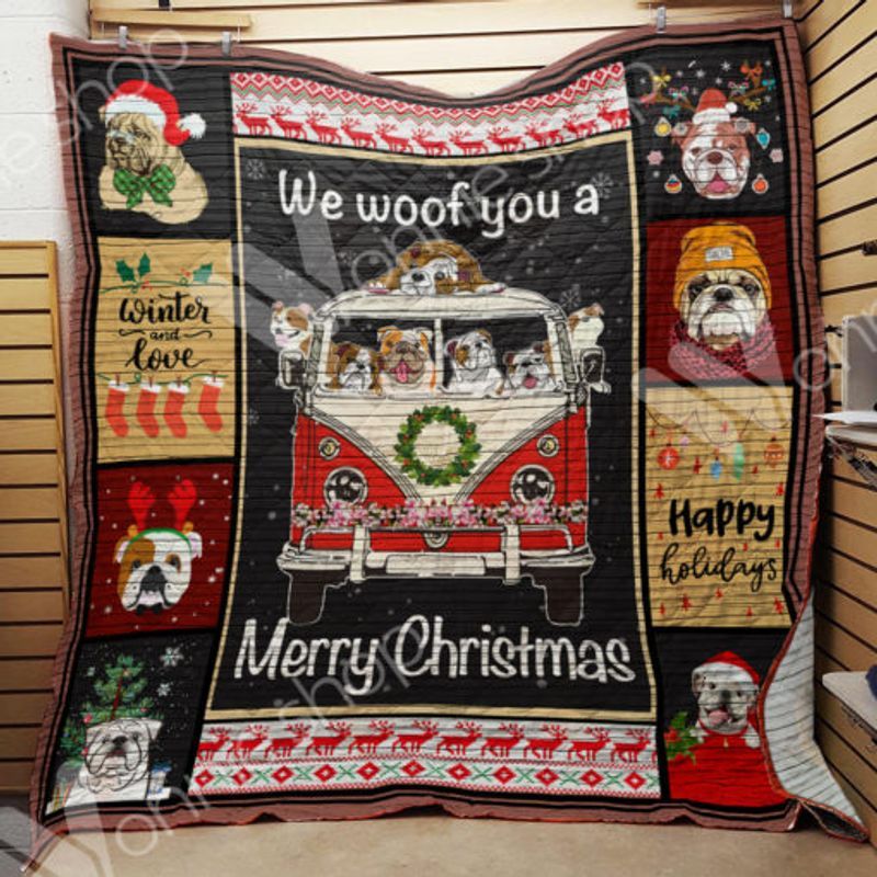 Bulldog Happy Holiday Quilt Blanket DHC31121342TD