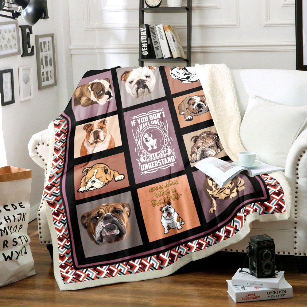 Bulldog Sherpa Fleece Blanket