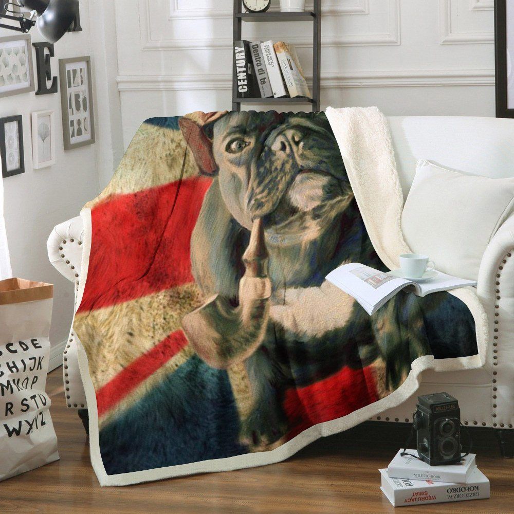 Bulldog Sherpa Fleece Blanket