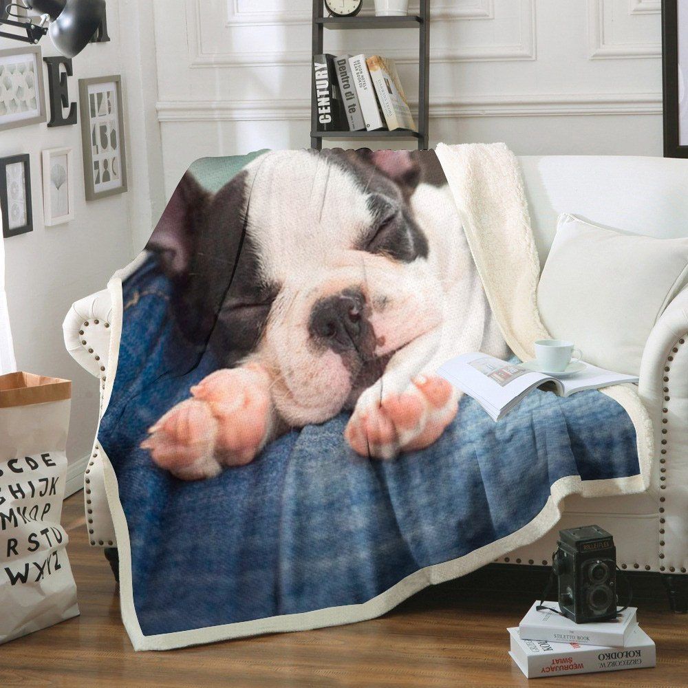 Bulldog Sherpa Fleece Blanket