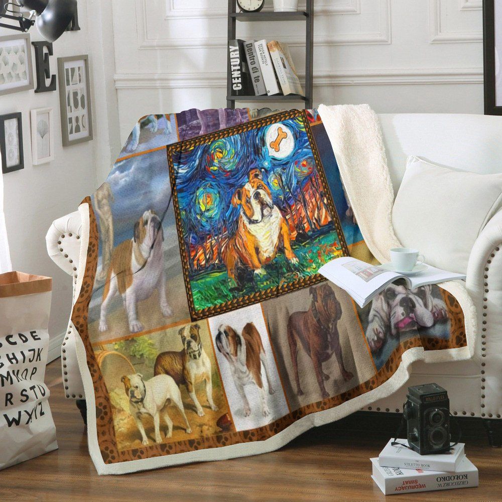 Bulldog Sherpa Fleece Blanket