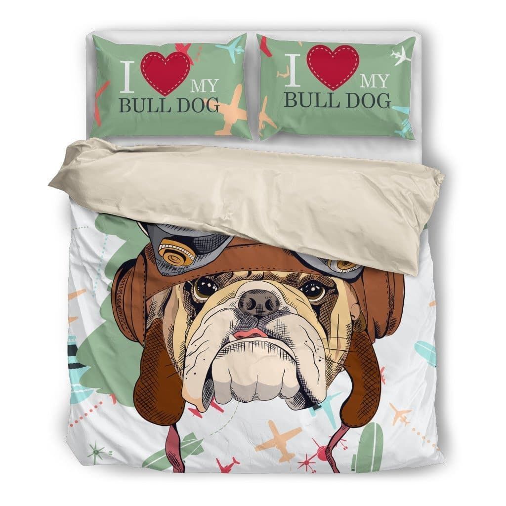 Bulldog I Love Bulldog Bedding Set