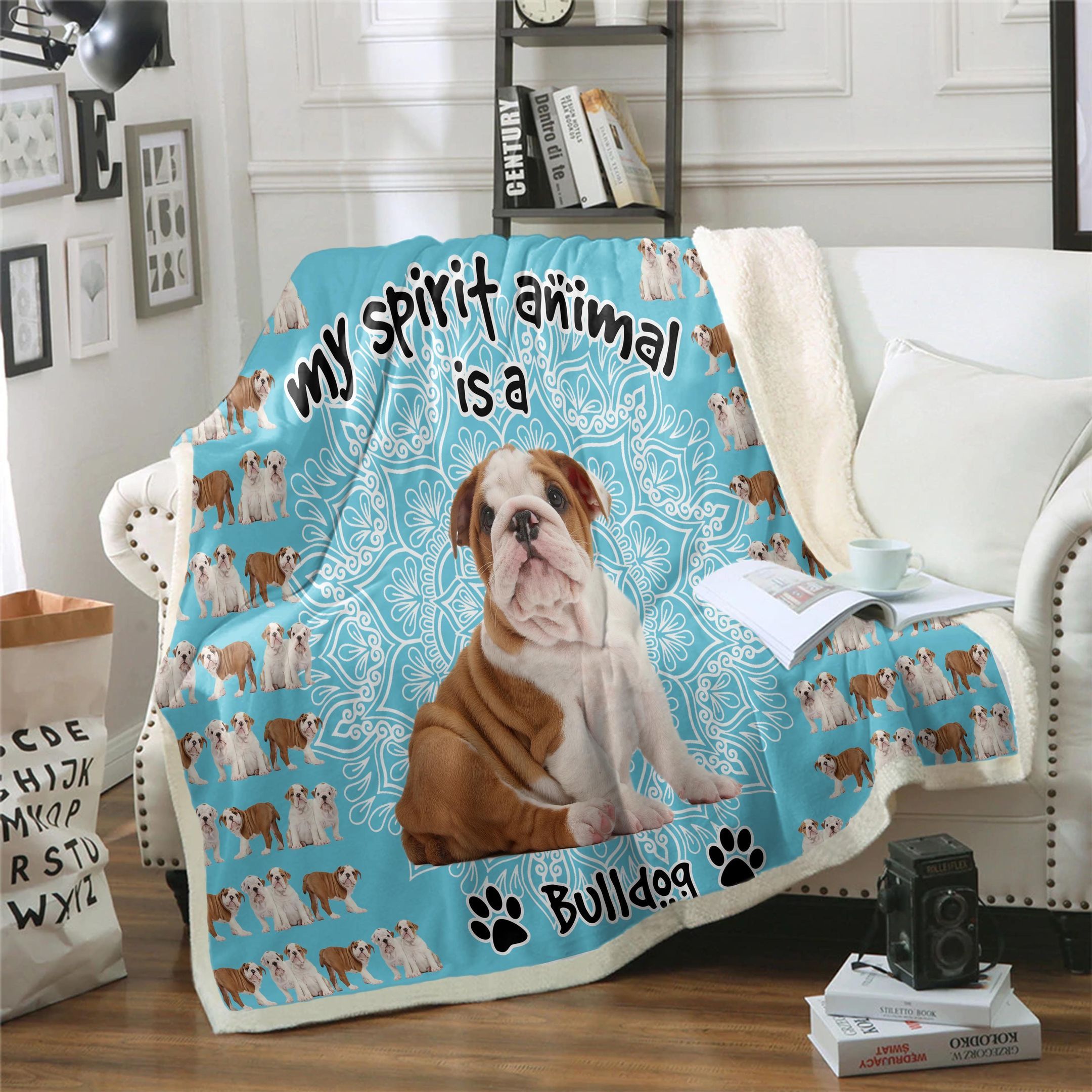 Bulldog Is My Spirit Animal Sherpa Fleece Blanket