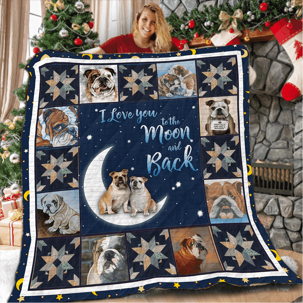 Bulldog Love Bull To The Moon Quilt Blanket Dhc03011120Dd