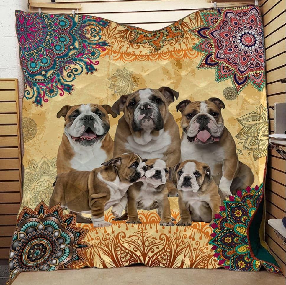Bulldog Lovely Family Quilt Blanket DHC31121944TD
