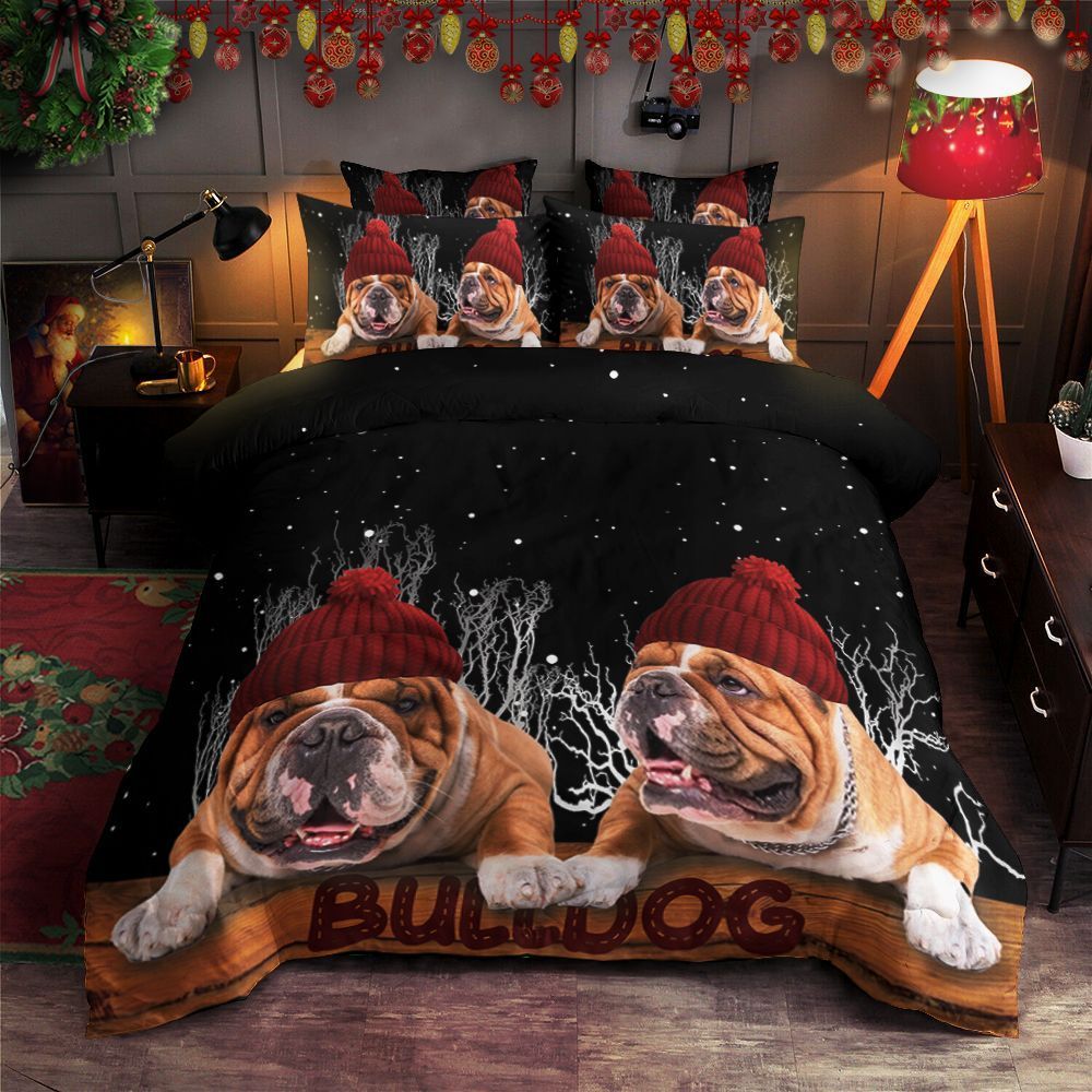 Bulldog Merry Christmas Bedding Set