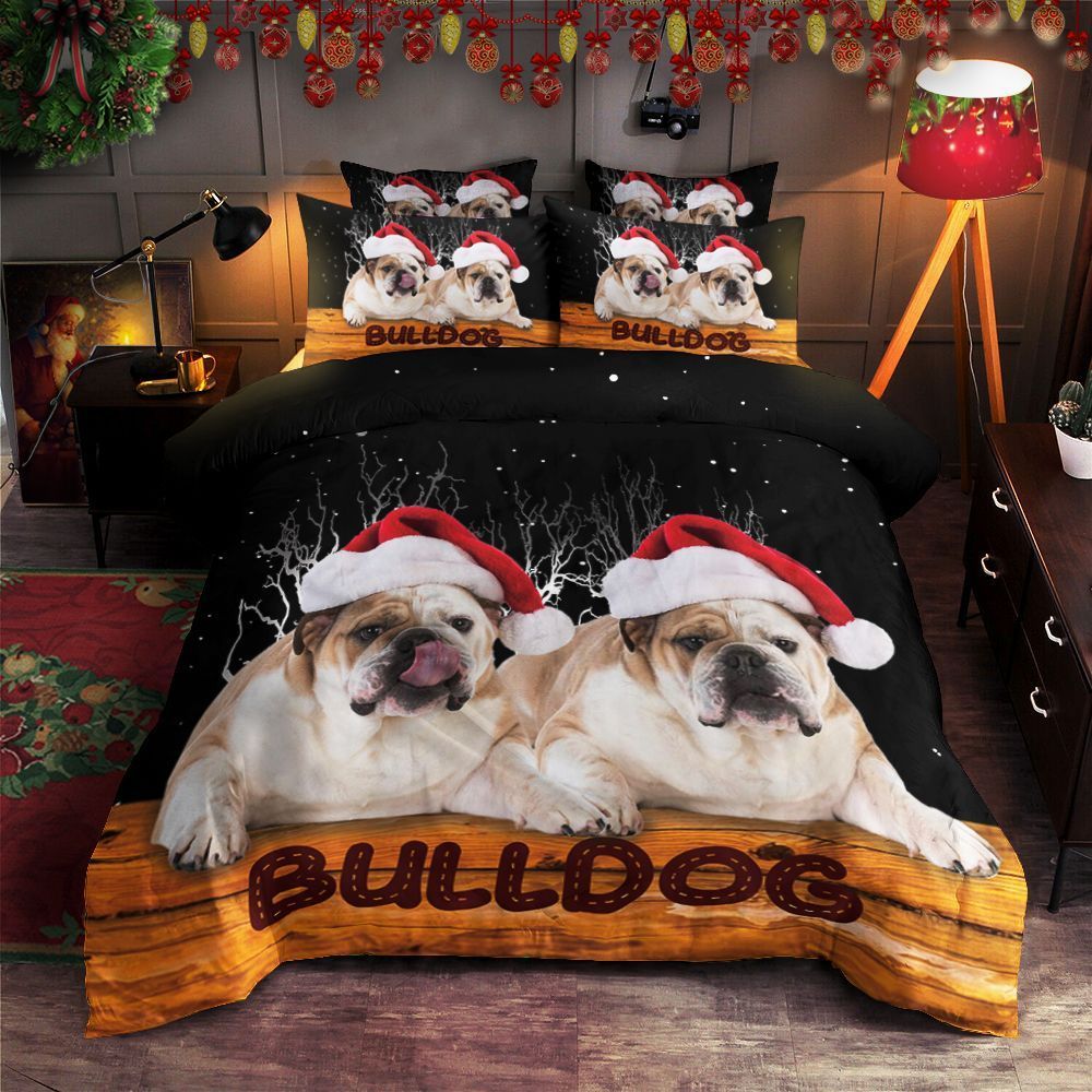 Bulldog Merry Christmas Bedding Set