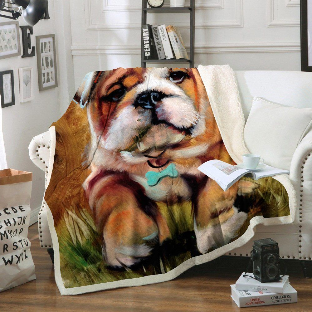 Bulldog Sherpa Fleece Blanket