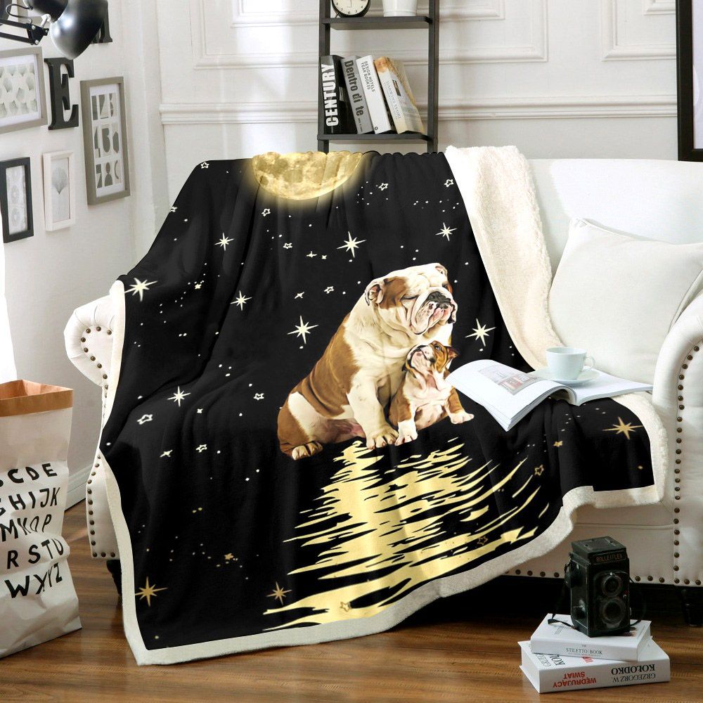 Bulldog Moonlight Sherpa Fleece Blanket