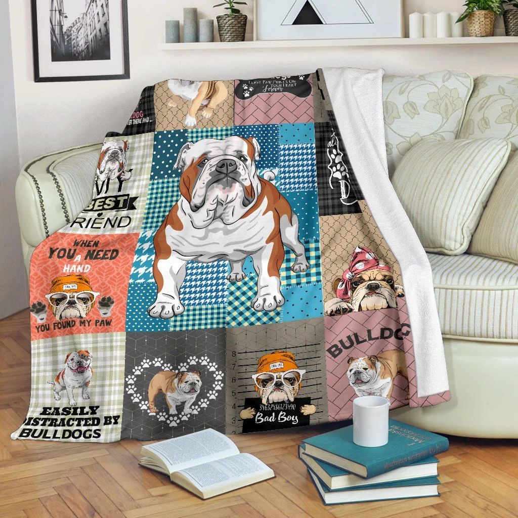 Bulldog My Best Friend Sherpa Fleece Blanket