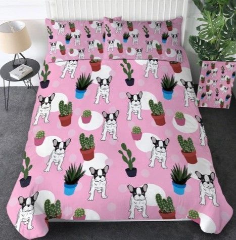 Bulldog Pink Dots Bedding Set