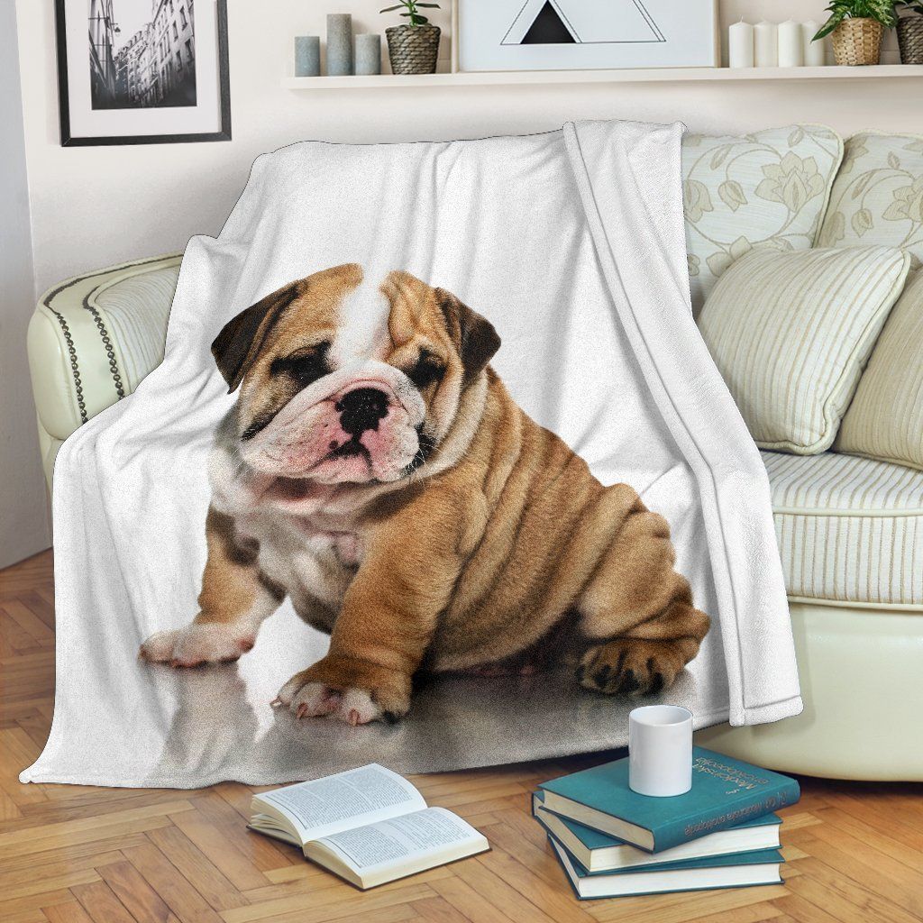 Bulldog Pup Sherpa Fleece Blanket