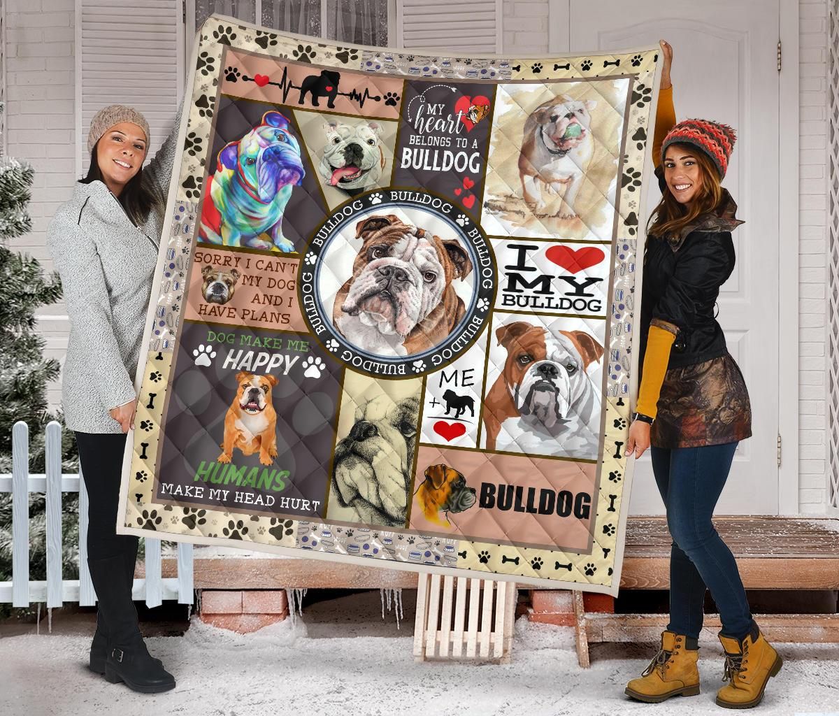 Bulldog Quilt Blanket Dhc09121611Dd