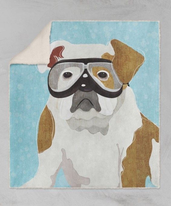 Bulldog Scientist Sherpa Fleece Blanket