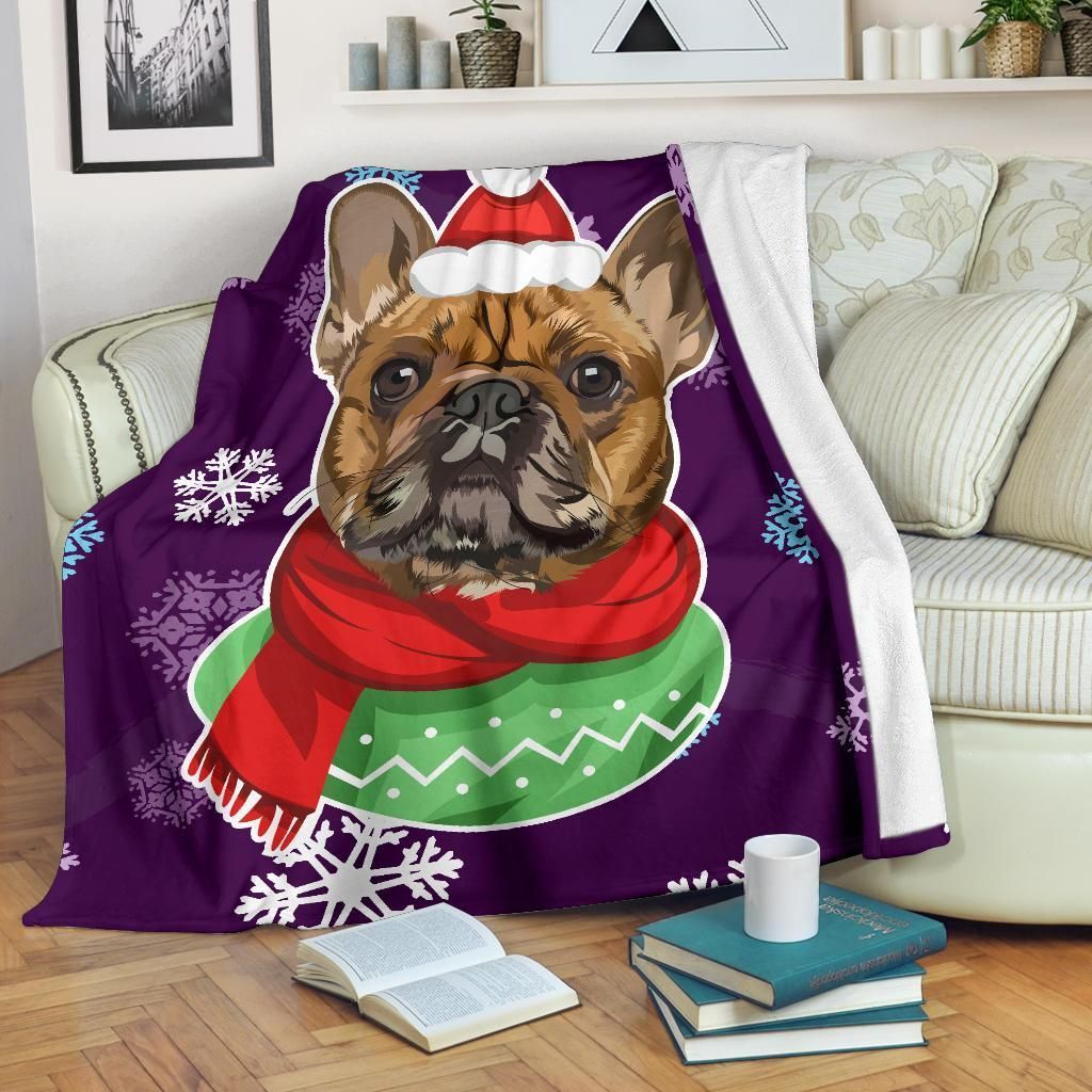Bulldog Snowflake Sherpa Fleece Blanket