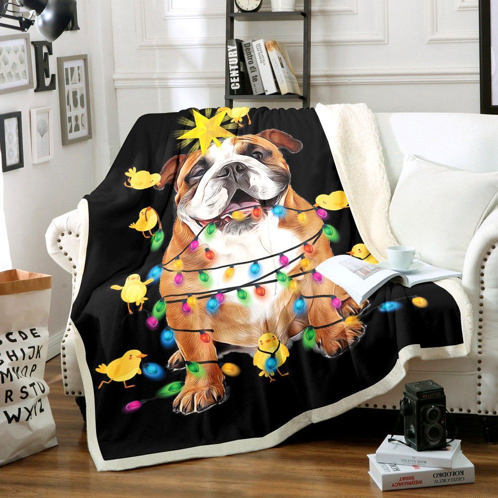 Bulldog Star Sherpa Fleece Blanket