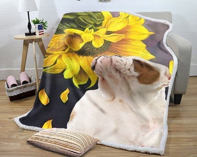 Bulldog Sunflower Fleece Blanket