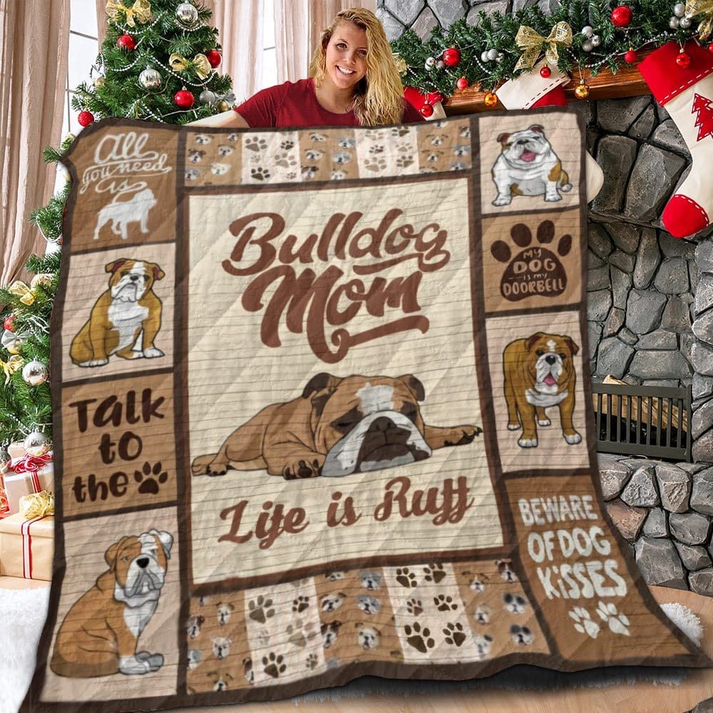 Bulldog Talk To The Paw Dog Quilt Blanket Christmas Christmas Gifts Merry Christmas Holiday Gifts Gift Dhc03011715Dd