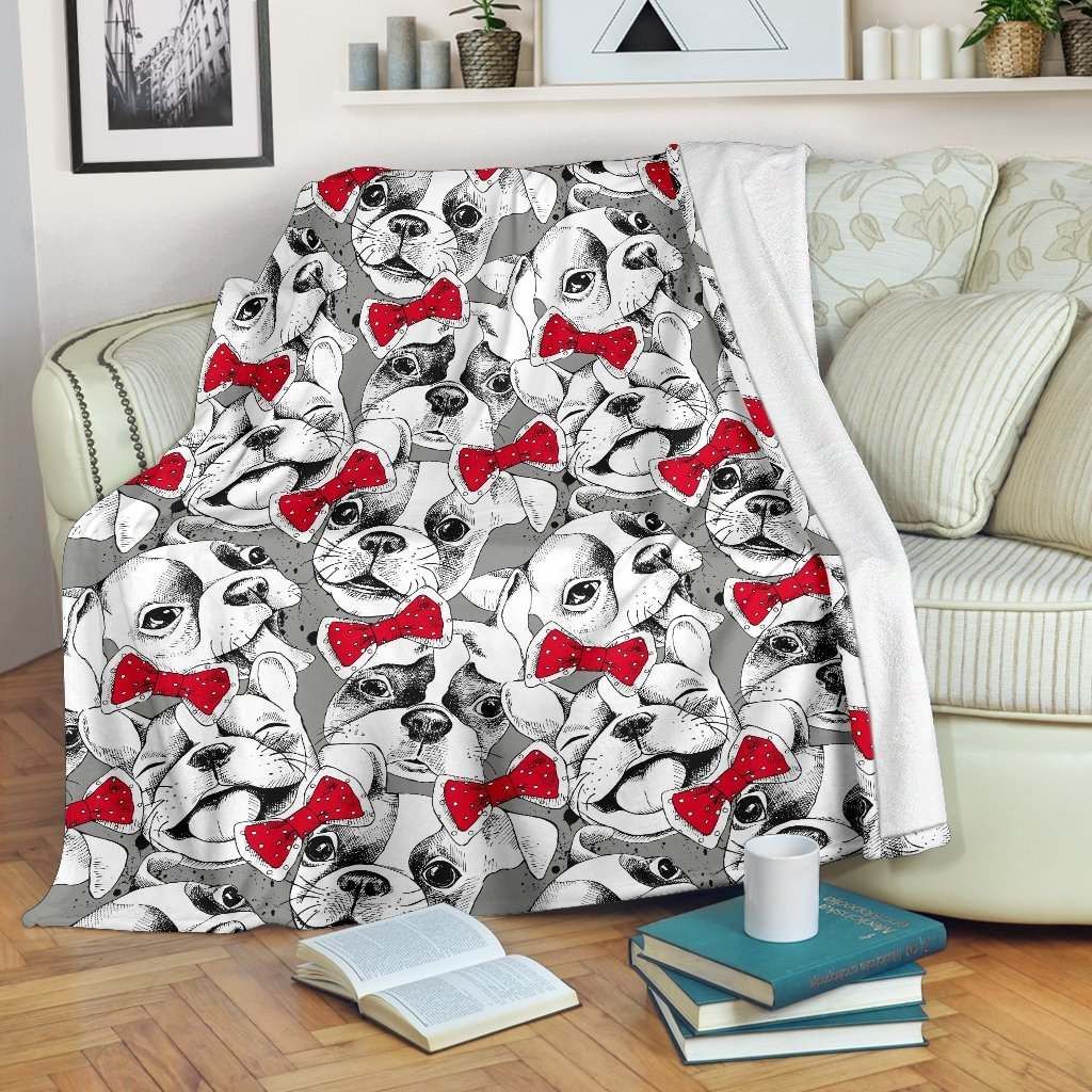 Bulldog Tuxedo Sherpa Fleece Blanket