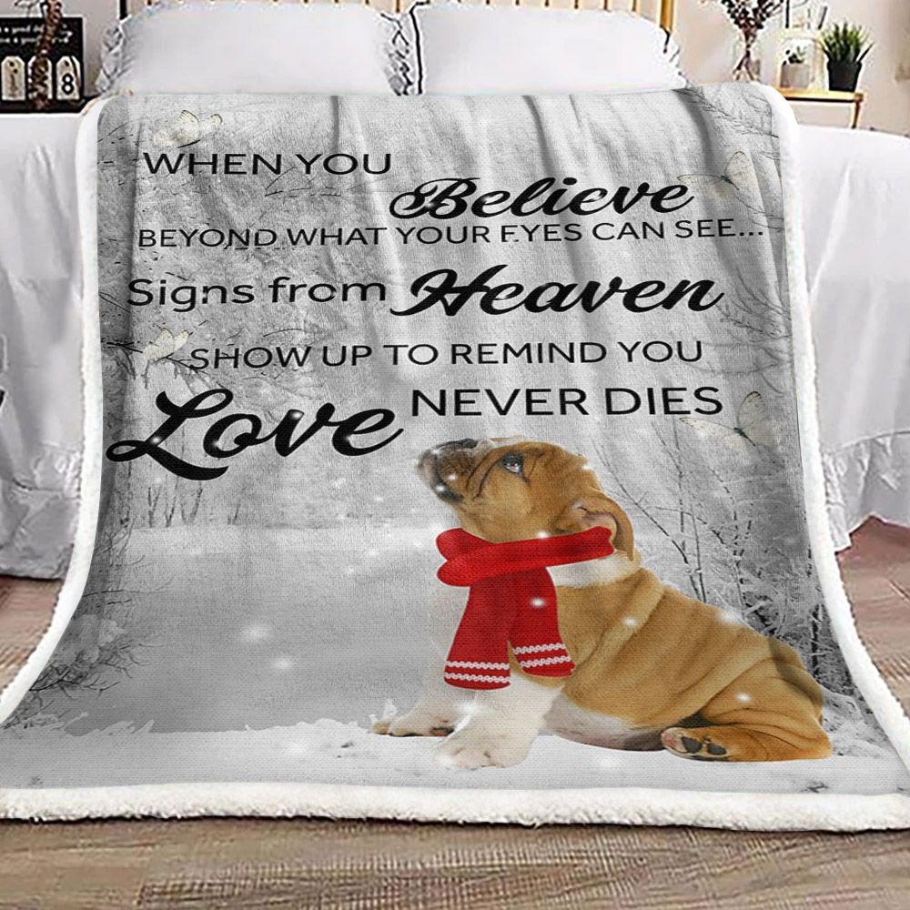Bulldog When You Believe Sherpa Fleece Blanket