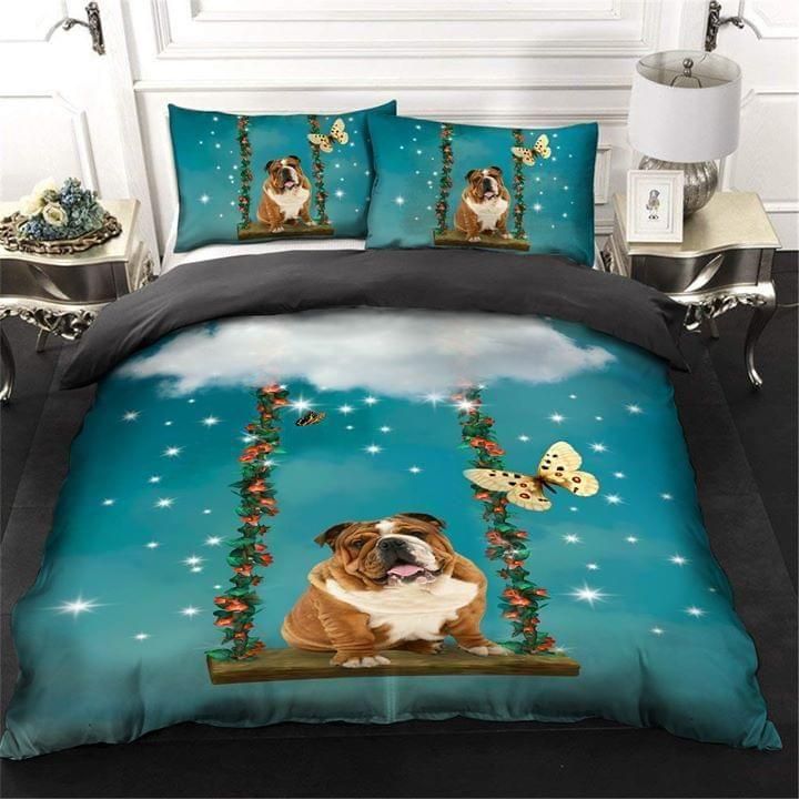 Bulldog With Flower Bedding Set