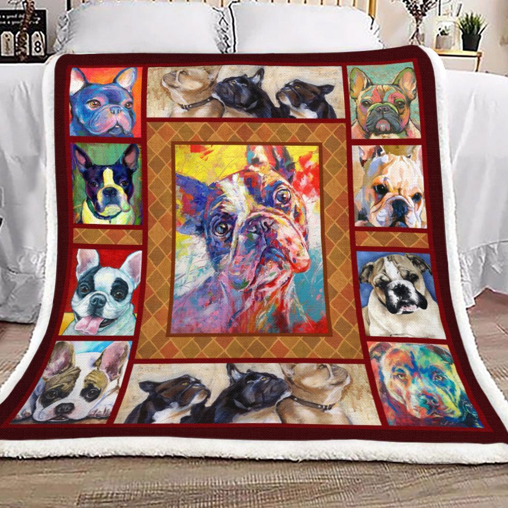 Bulldog Sherpa Fleece Blanket