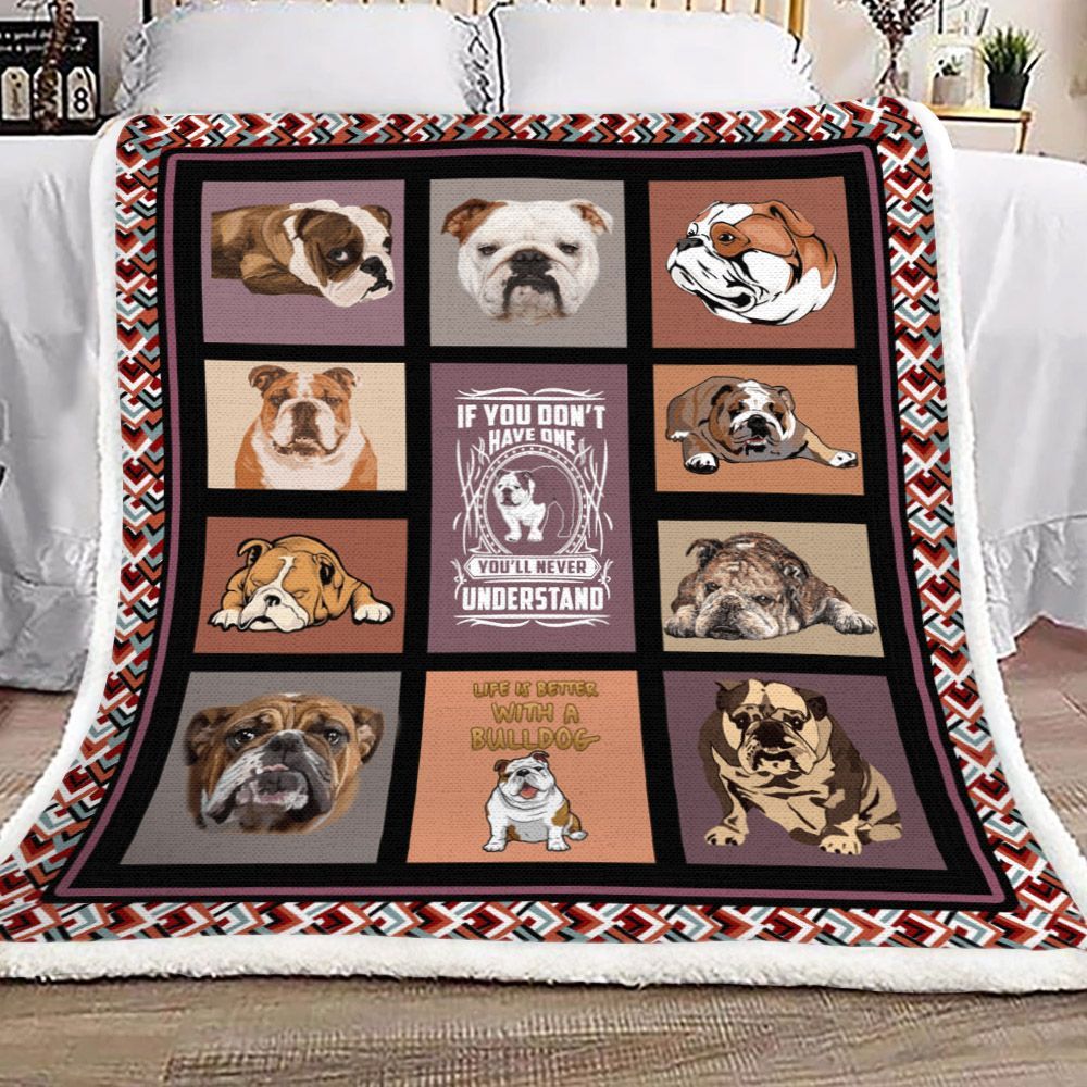 Bulldog Sherpa Fleece Blanket