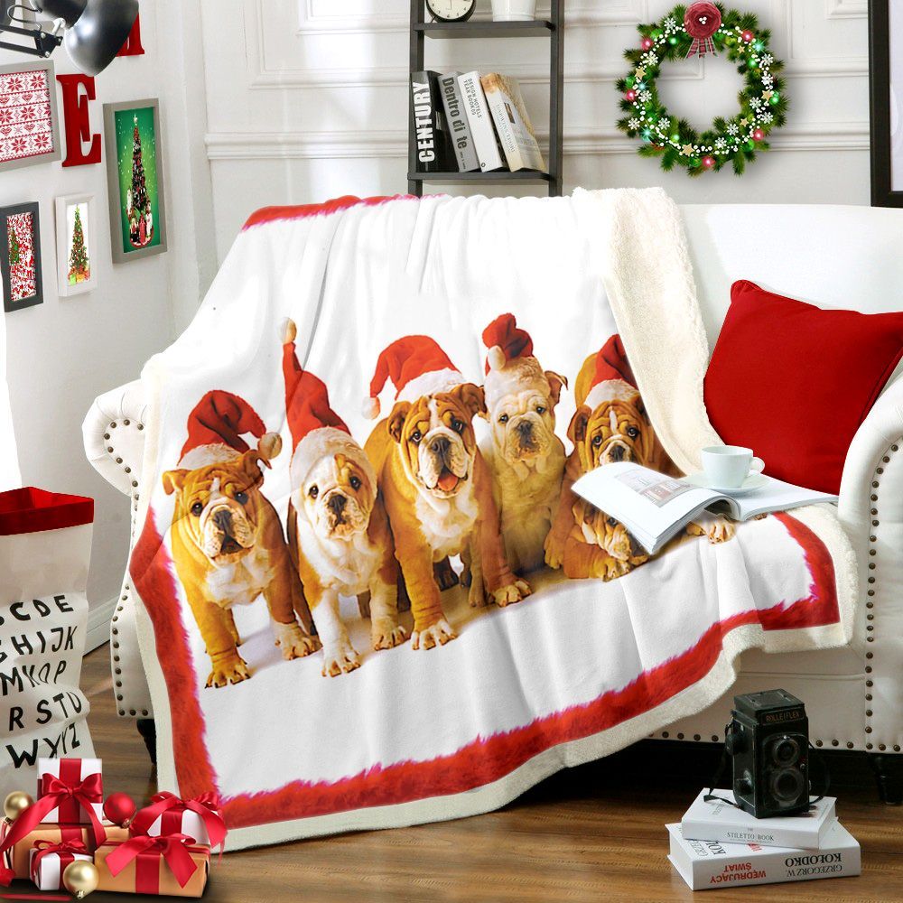 Bulldogs Christmas Sherpa Fleece Blanket