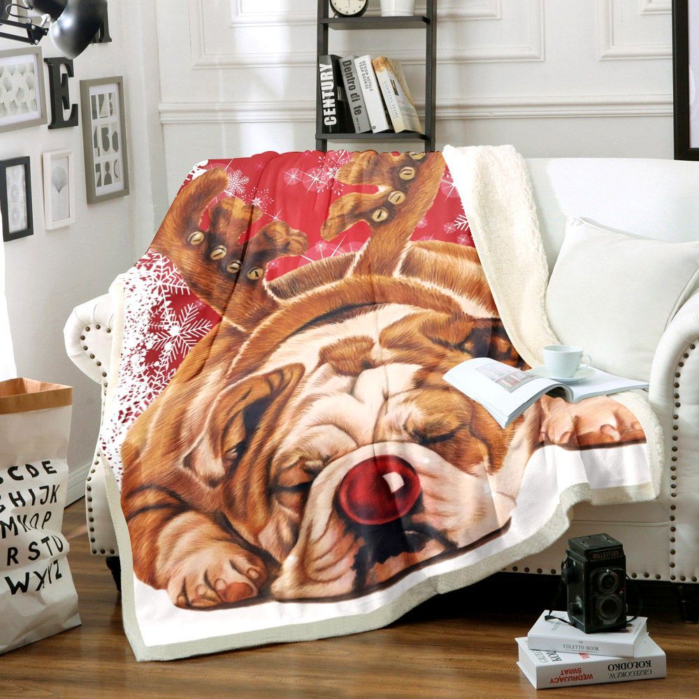 Bulldogs Christmas Sherpa Fleece Blanket