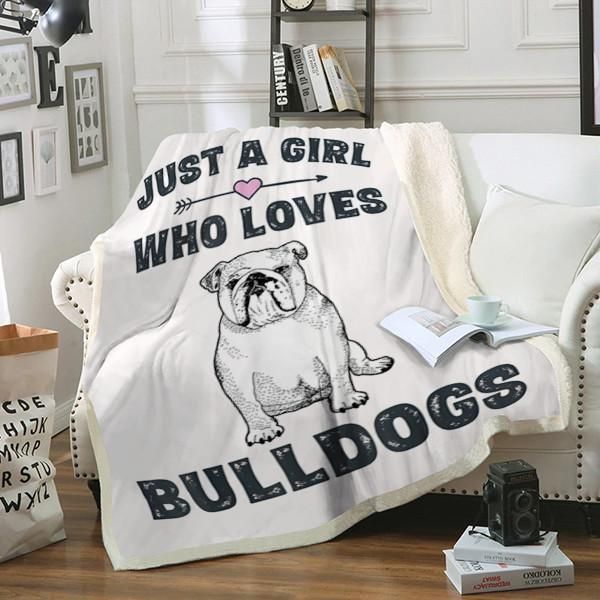 Bulldogs Just A Girl Sherpa Fleece Blanket
