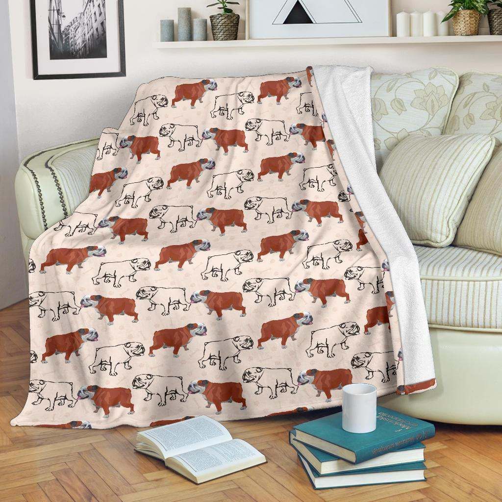 Bulldogs Pattern Sherpa Fleece Blanket